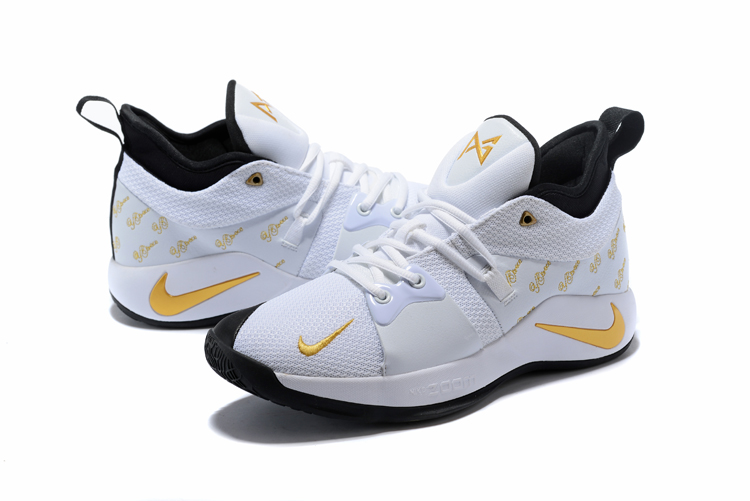 2018 Men Nike PG 2 White Gold Black Shoes